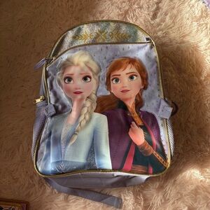 Disney Frozen Kids Backpack - Silver and Purple Elsa Anna Book Bag